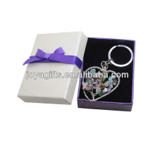 Chip stone Woven Heart Shape Lucky tree Pendant Keychain with Gift Box